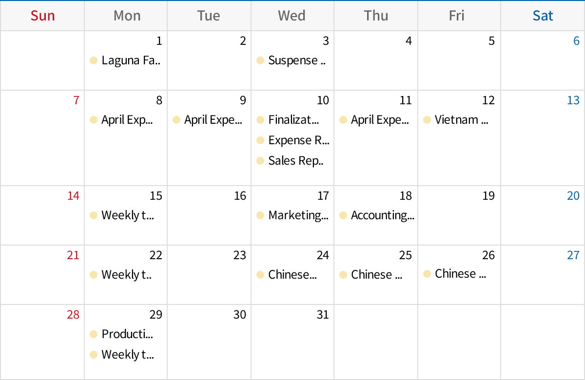 Monthly Schedule